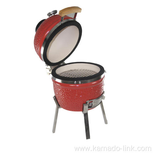 13inch mini red ceramic kamado grill SS cart